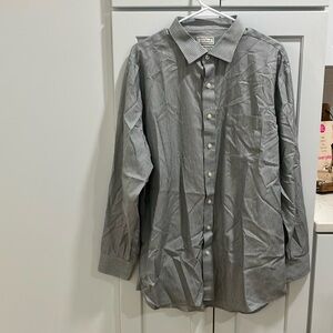 E.B. Wood Men's Gray Non-Iron Tailored Fit Cotton Long Sleeve Dress Shirt Top